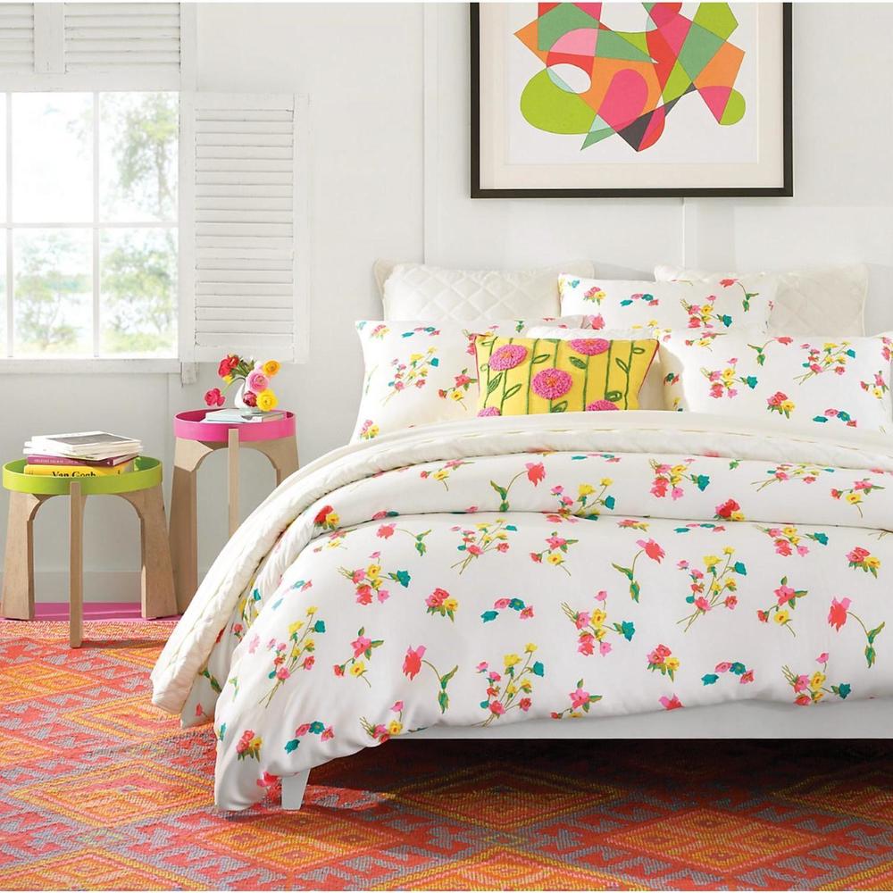 NEW ANNIE SELKE taffeta duvet cover - king in floral multi
